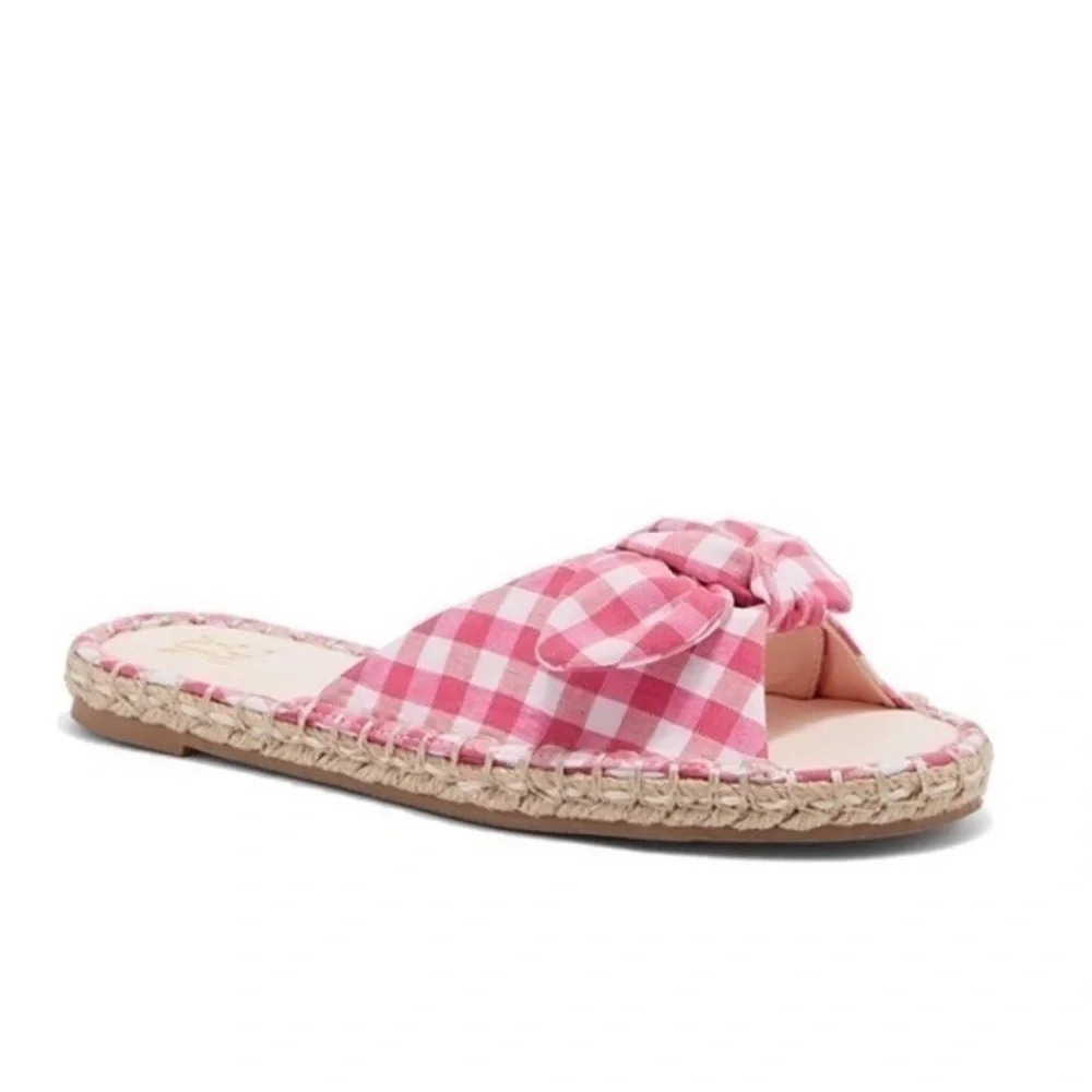 Pink Checked Slide Sandals